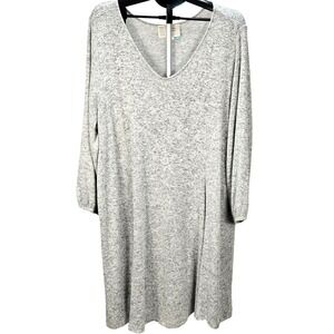 Women's‎ Saturday/Sunday Anthropologie 2X Grey V-Neck Knit Midi Sweater Dress